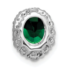 14k White Gold 1/3 carat Lab Grown Diamond VS/SI+ G+ and Lab Created Emerald Halo Chain Slide Pendant