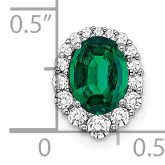 14k White Gold 1/3 carat Lab Grown Diamond VS/SI+ G+ and Lab Created Emerald Halo Chain Slide Pendant