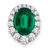 14k White Gold 1/3 carat Lab Grown Diamond VS/SI+ G+ and Lab Created Emerald Halo Chain Slide Pendant