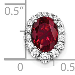 14k White Gold 1/3 carat Lab Grown Diamond VS/SI+ G+ and Lab Created Ruby Halo Chain Slide Pendant
