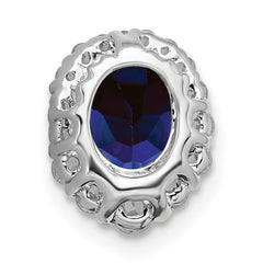 14k White Gold 1/3 carat Lab Grown Diamond VS/SI+ G+ and Lab Created Blue Sapphire Halo Chain Slide Pendant