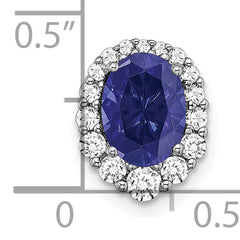 14k White Gold 1/3 carat Lab Grown Diamond VS/SI+ G+ and Lab Created Blue Sapphire Halo Chain Slide Pendant