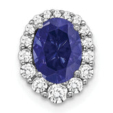 14k White Gold 1/3 carat Lab Grown Diamond VS/SI+ G+ and Lab Created Blue Sapphire Halo Chain Slide Pendant