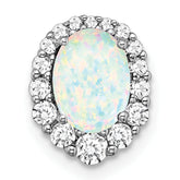 Pure Serenity 14k White Gold 1/3 carat Lab Grown Diamond VS/SI+ G+ and Lab Created Opal Chain Slide