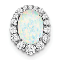Pure Serenity 14k White Gold 1/3 carat Lab Grown Diamond VS/SI+ G+ and Lab Created Opal Chain Slide