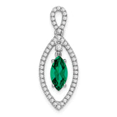 14k White Gold 1/3 carat Lab Grown Diamond VS/SI+ G+ and Lab Created Emerald Chain Slide Pendant