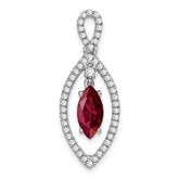 14k White Gold 1/3 carat Lab Grown Diamond VS/SI+ G+ and Lab Created Ruby Chain Slide Pendant