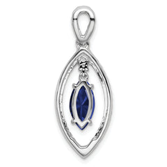14k White Gold 1/3 carat Lab Grown Diamond VS/SI+ G+ and Lab Created Blue Sapphire Chain Slide Pendant