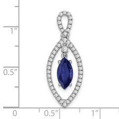 14k White Gold 1/3 carat Lab Grown Diamond VS/SI+ G+ and Lab Created Blue Sapphire Chain Slide Pendant