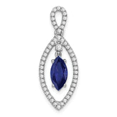 14k White Gold 1/3 carat Lab Grown Diamond VS/SI+ G+ and Lab Created Blue Sapphire Chain Slide Pendant