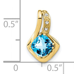 10k Blue Topaz and Diamond Pendant