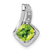 10k White Gold Peridot and Diamond Pendant