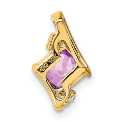 10k Yellow Gold Cushion Amethyst and Diamond Chain Slide