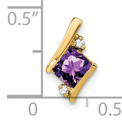 10k Yellow Gold Cushion Amethyst and Diamond Chain Slide