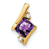 10k Yellow Gold Cushion Amethyst and Diamond Chain Slide