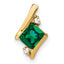 10k Yellow Gold Cushion Cr. Emerald and Diamond Chain Slide