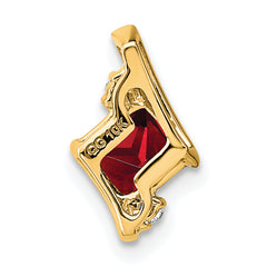 10k Yellow Gold Cushion Garnet and Diamond Chain Slide