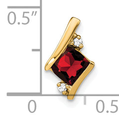 10k Yellow Gold Cushion Garnet and Diamond Chain Slide