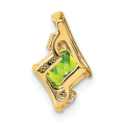 10k Yellow Gold Cushion Peridot and Diamond Chain Slide
