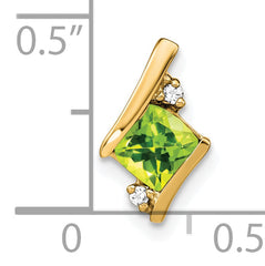 10k Yellow Gold Cushion Peridot and Diamond Chain Slide