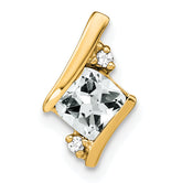 10k Yellow Gold Cushion White Topaz and Diamond Chain Slide