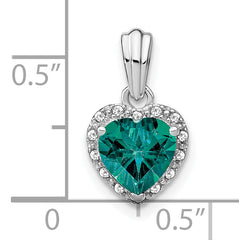 Sterling Silver Rhod-plated Created Alexandrite and Diamond Pendant