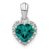 Sterling Silver Rhod-plated Created Alexandrite and Diamond Pendant