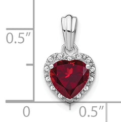 14k White Gold 1/15 carat Lab Grown Diamond VS/SI+ G+ and Lab Created Ruby Heart Pendant