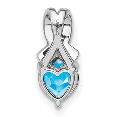 Sterling Silver Rhodium-plated Blue Topaz and Diamond Pendant