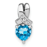 Sterling Silver Rhodium-plated Blue Topaz and Diamond Pendant
