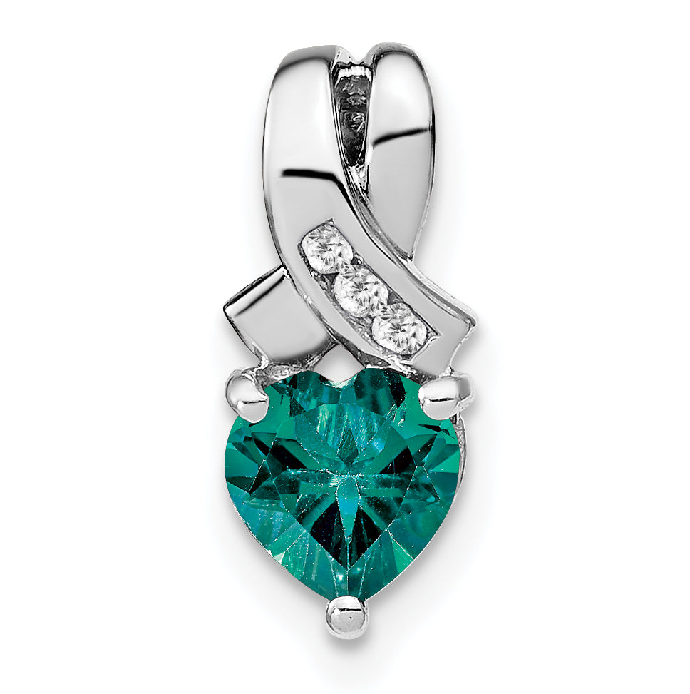 Sterling Silver Rhodium-plated Created Alexandrite/Diamond Pendant
