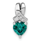 Sterling Silver Rhodium-plated Created Alexandrite/Diamond Pendant