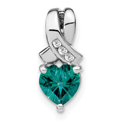 Sterling Silver Rhodium-plated Created Alexandrite/Diamond Pendant