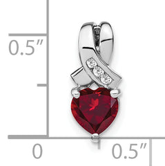 Sterling Silver Rhodium-plated Created Ruby and Diamond Pendant