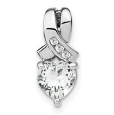 Sterling Silver Rhodium-plated White Topaz and Diamond Pendant