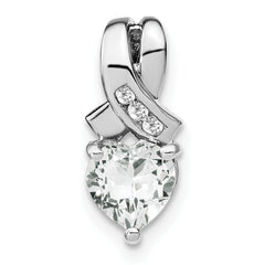 Sterling Silver Rhodium-plated White Topaz and Diamond Pendant