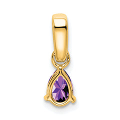 10k Yellow Gold Pear Amethyst and Diamond Pendant