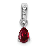 14k White Gold 1/20 carat Lab Grown Diamond VS/SI+ G+ and Lab Created Ruby Complete Pendant