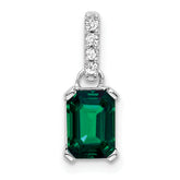 14k White Gold 1/20 carat Lab Grown Diamond VS/SI+ G+ and Lab Created Emerald Pendant
