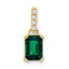 10k Yellow Gold Created Emerald and Diamond Pendant