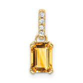 10k Yellow Gold Citrine and Diamond Pendant