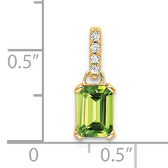 10k Yellow Gold Peridot and Diamond Pendant