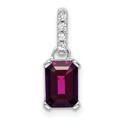 10k White Gold Rhodolite Garnet and Diamond Pendant