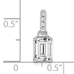 10k White Gold White Topaz and Diamond Pendant