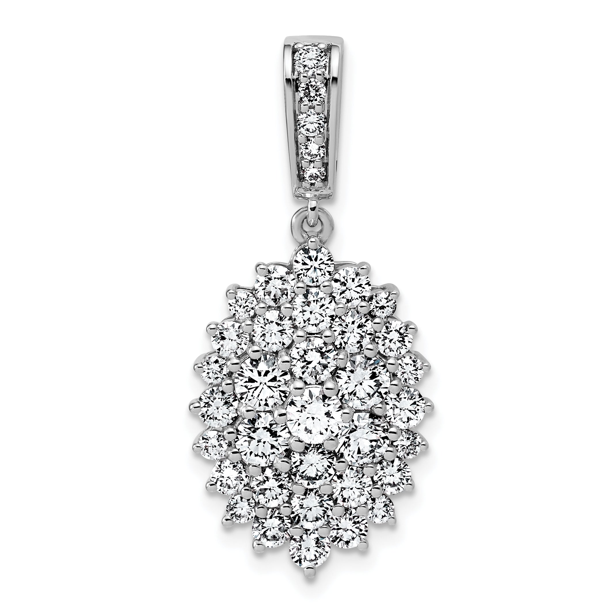 14k White Gold 2 1/2 carat Lab Grown Diamond VS/SI G+ Complete Cluster Pendant