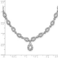 14k White Gold 2 3/4 carat Lab Grown Diamond VS/SI+ G+ 17 inch Fashion Teardrop Necklace