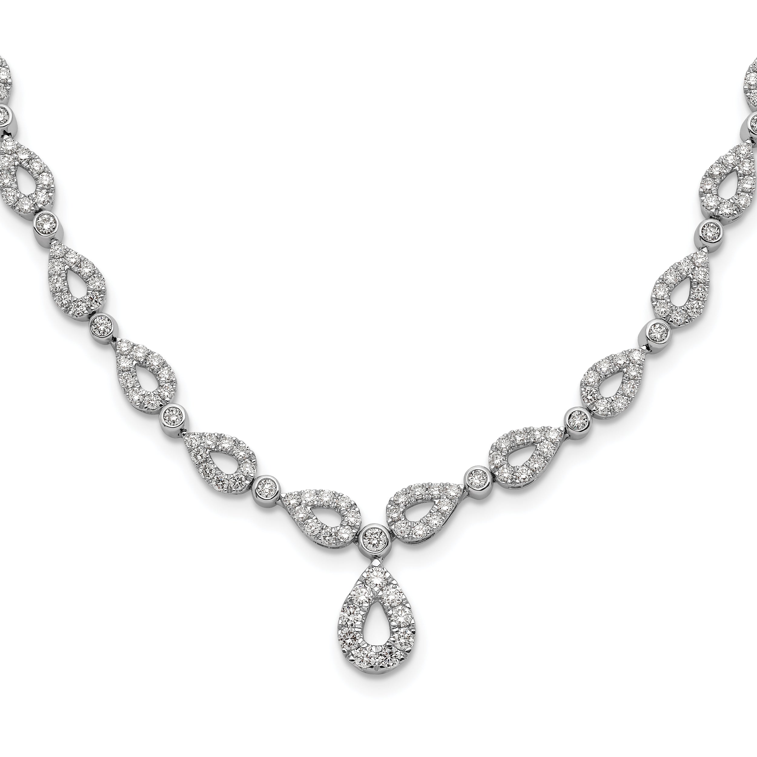 14k White Gold 2 3/4 carat Lab Grown Diamond VS/SI+ G+ 17 inch Fashion Teardrop Necklace