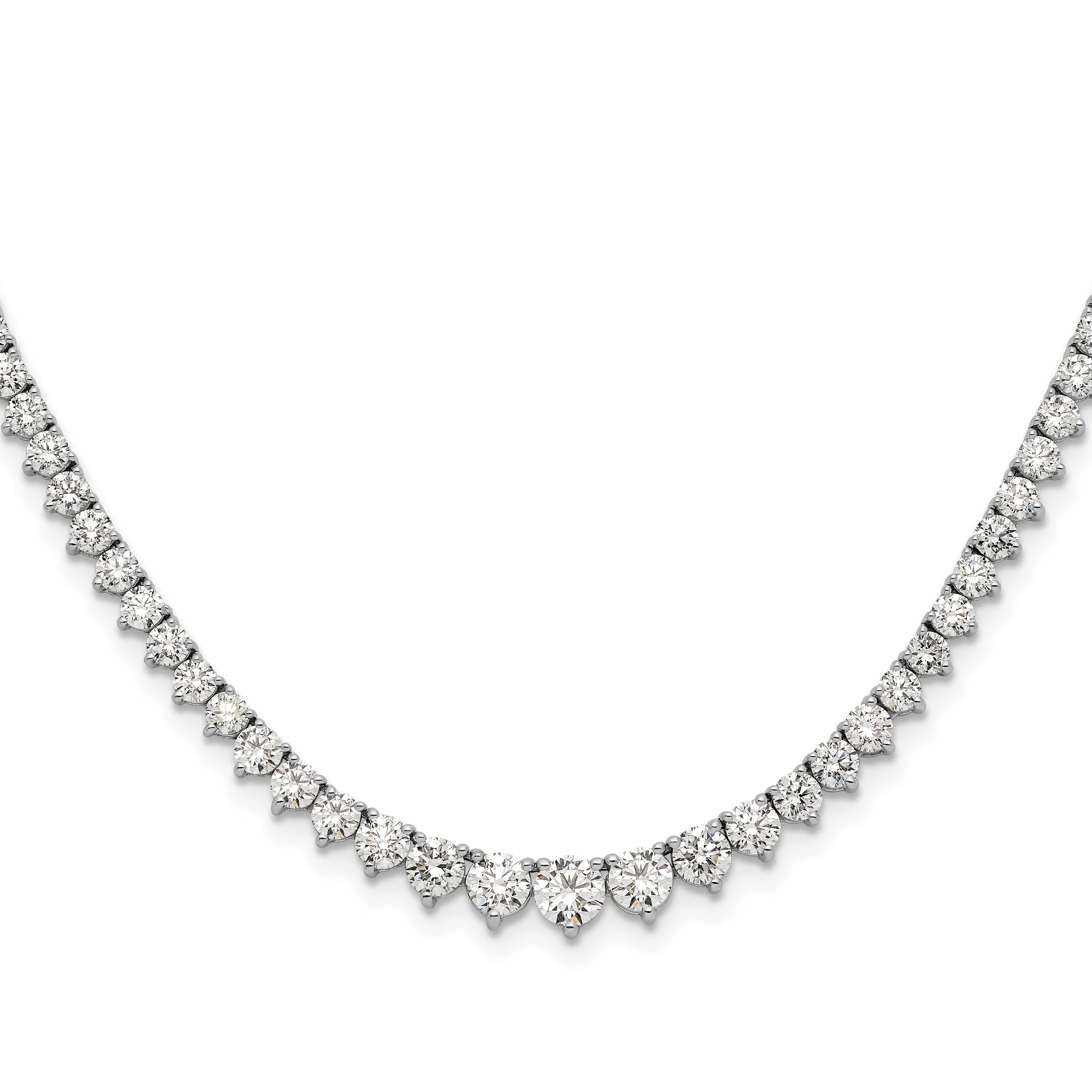 14k White Gold 6 1/2 carat Lab Grown Diamond VS/SI+ G+ Complete Round 16 inch Graduated Tennis Necklace