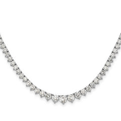 14k White Gold 6 1/2 carat Lab Grown Diamond VS/SI+ G+ Complete Round 16 inch Graduated Tennis Necklace