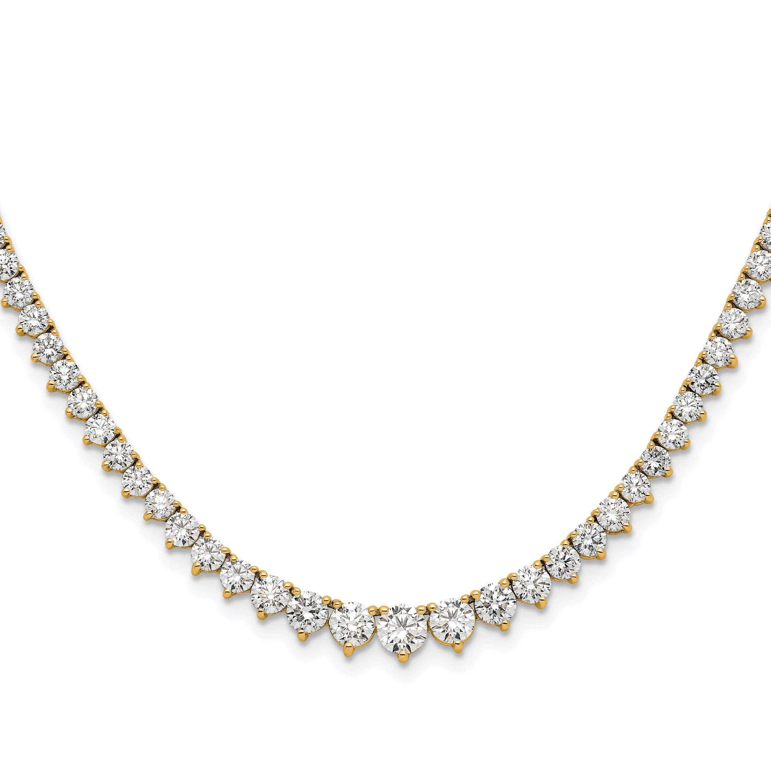 14k 6 1/2 carat Lab Grown Diamond VS/SI+ G+ Complete Round 16 inch Graduated Tennis Necklace